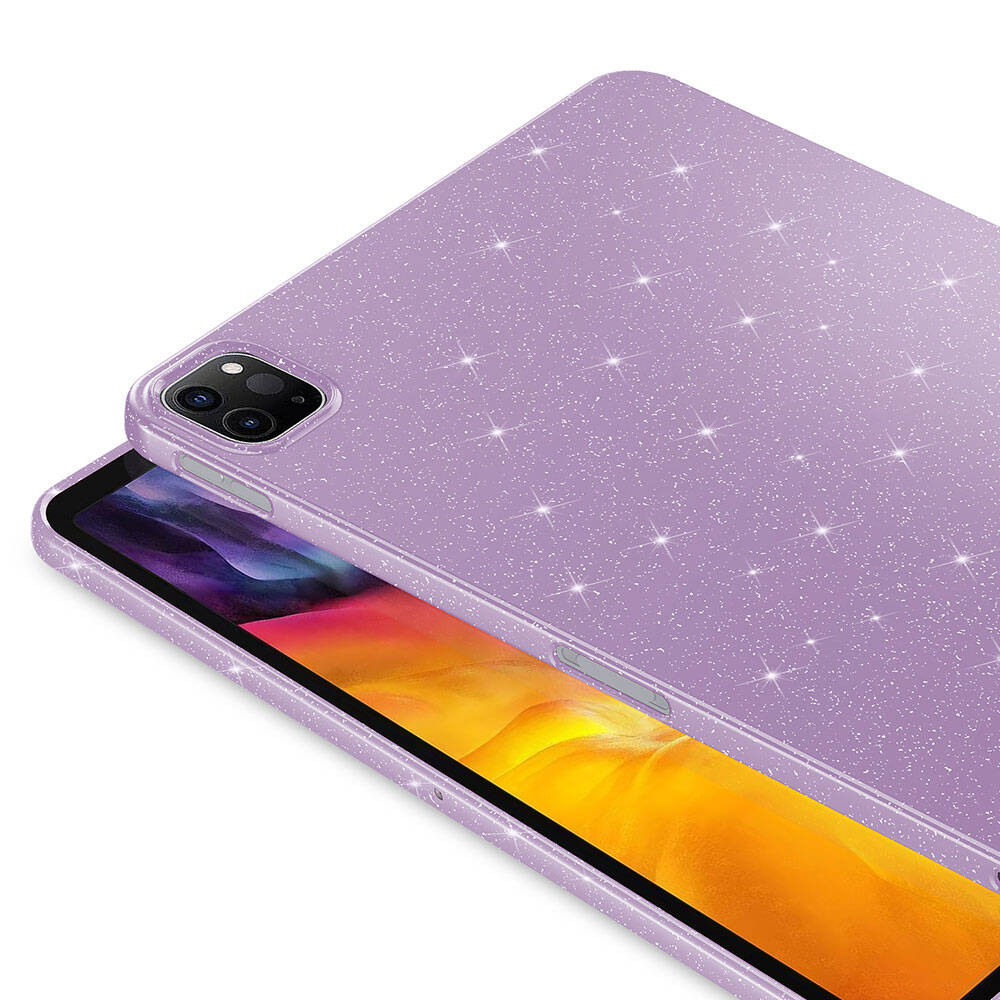 iPad Pro 11 2022 M2 Simli Parlak Görünümlü Zore Tablet Koton Kılıf Pembe Koyu
