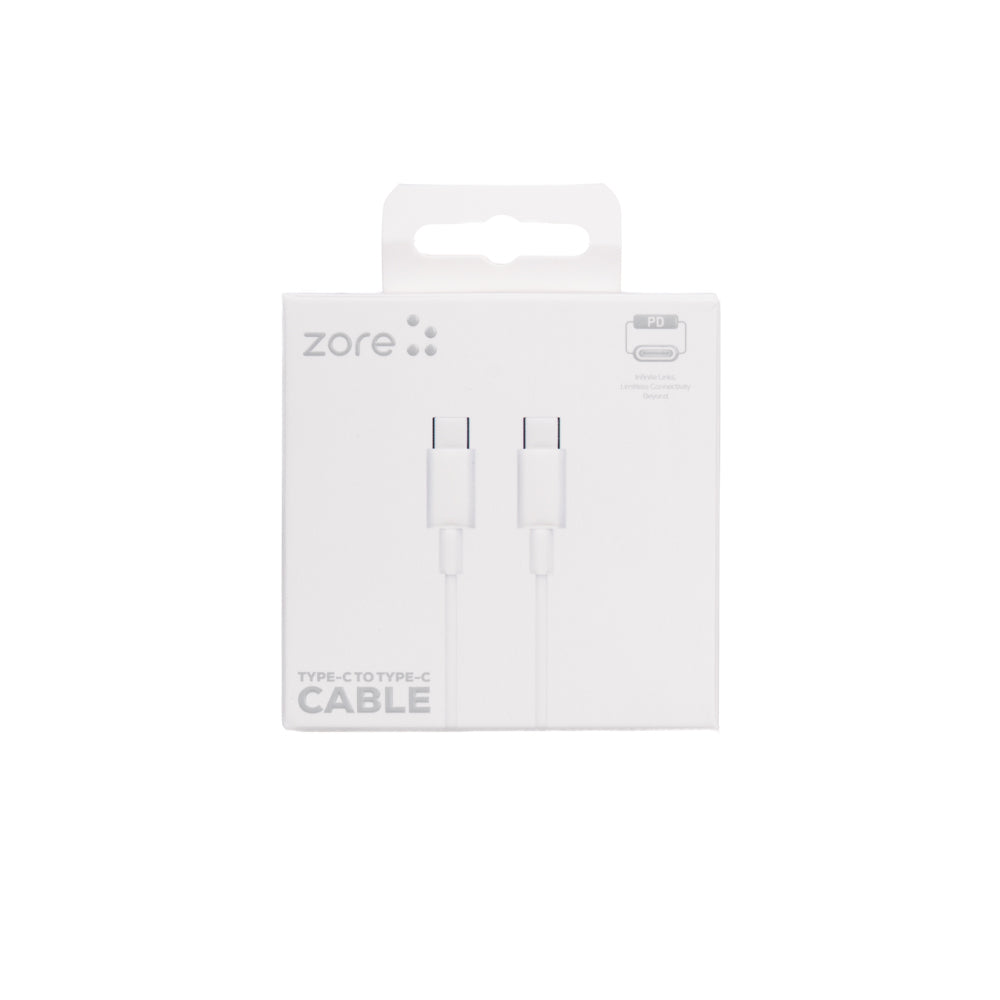 Zore ZR-41 Type-C to Type-C PD Hızlı Şarj Özellikli Data ve Şarj Kablosu 1M Beyaz