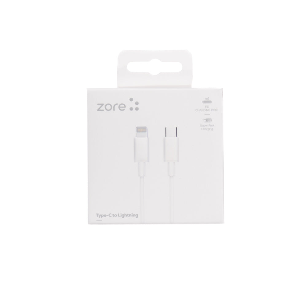Zore ZR-42 Type-C to Lightning PD Hızlı Şarj Özellikli Data ve Şarj Kablosu 1M Beyaz