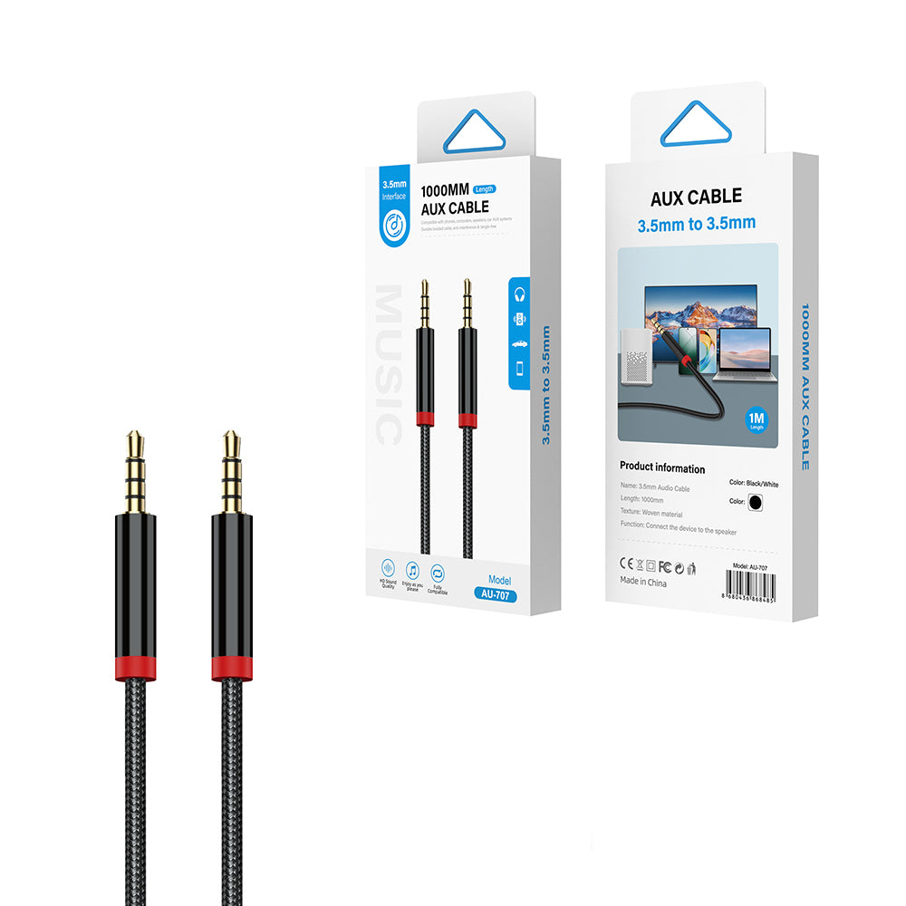 Zore AU-707 Örgü Tasarımlı Aux Audio Kablo 3.5mm 1m Beyaz