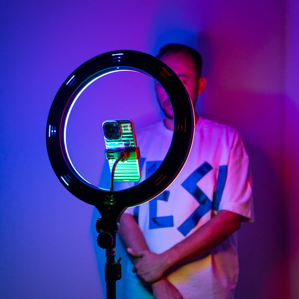 Zore MJ38 RGB 25W Ring Light Canlı Yayın 38cm USB'li ve Telefon Stand Siyah