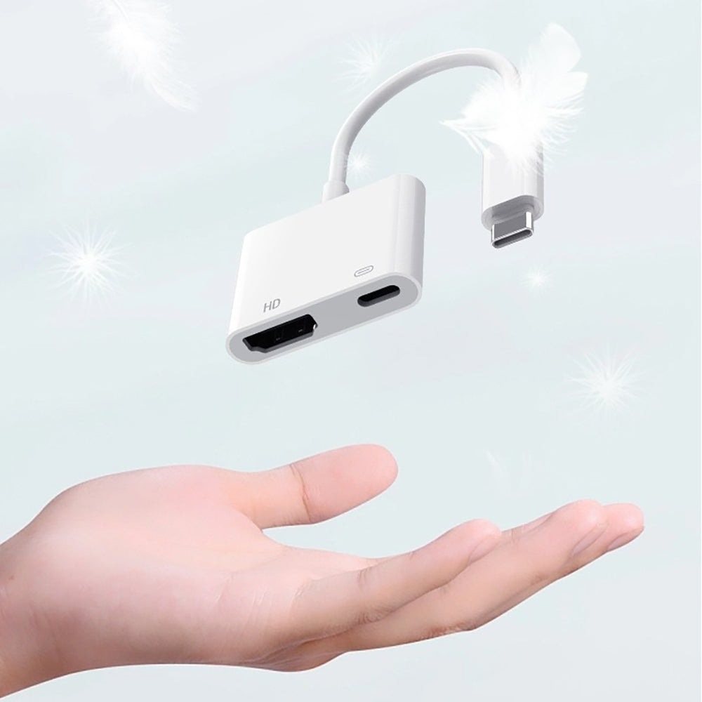 Zore Type-C to Type-C PD100W + HDMI 4K@30Hz 2in1 Adaptör Beyaz