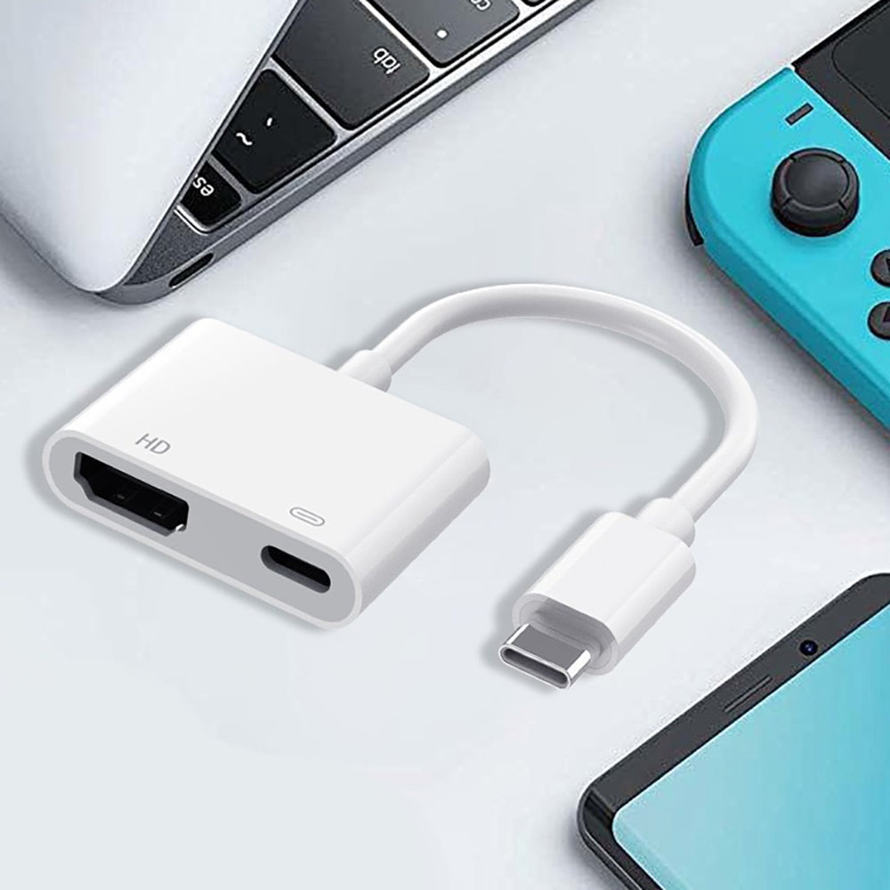 Zore Type-C to Type-C PD100W + HDMI 4K@30Hz 2in1 Adaptör Beyaz