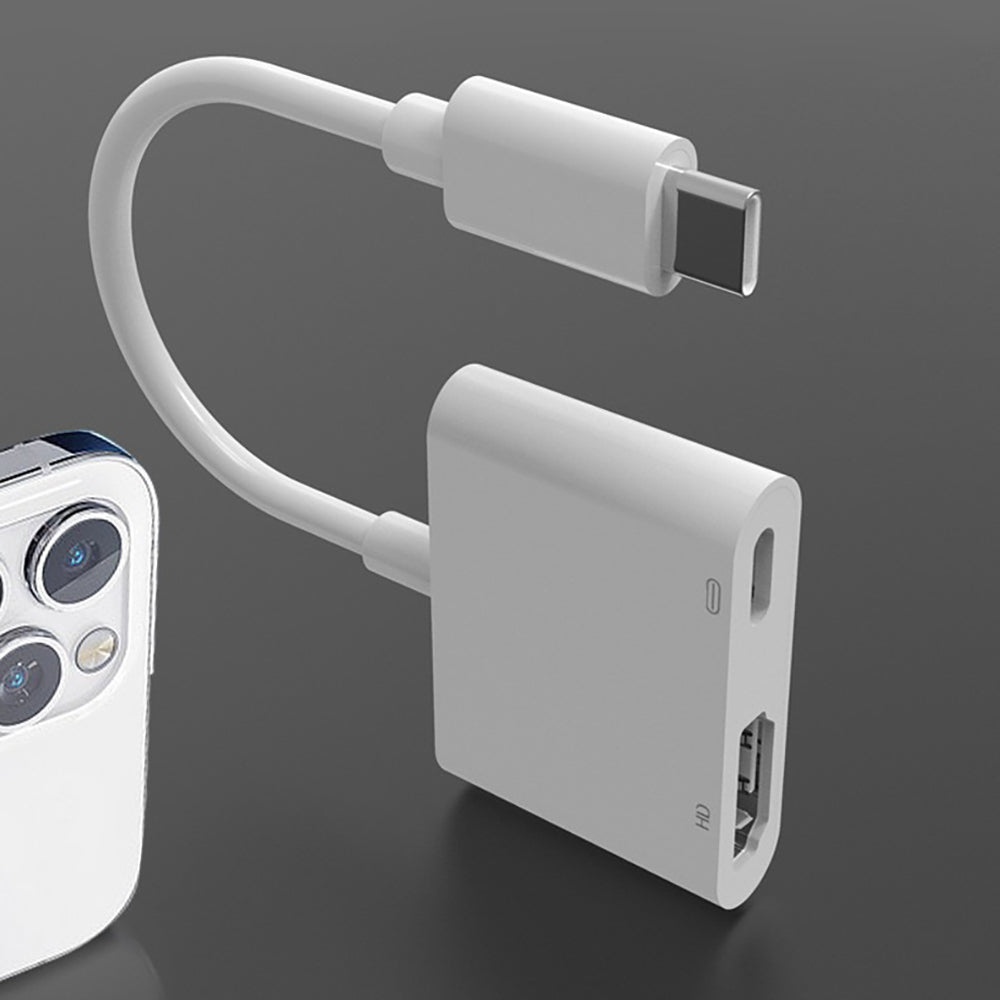 Zore Type-C to Type-C PD100W + HDMI 4K@30Hz 2in1 Adaptör Beyaz